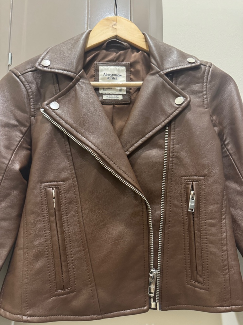 Abercrombie & Fitch Chocolate Brown Leather Moto Jacket